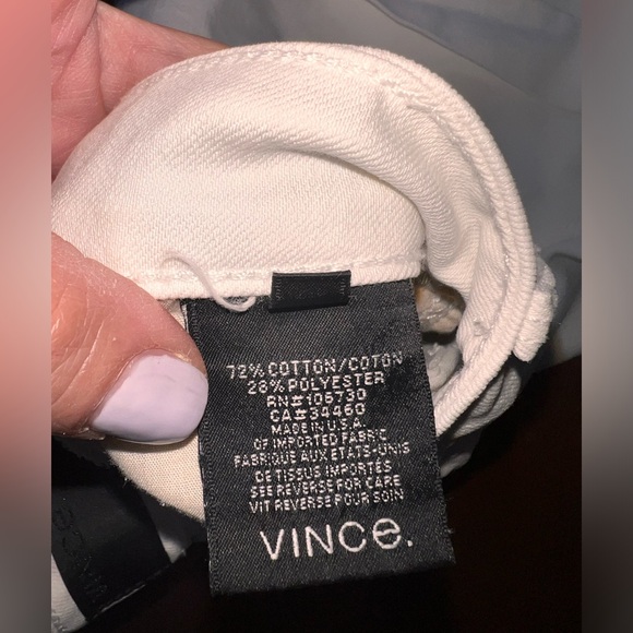 Vince White Denim Skinny Rolled Hem Shorts Mid Rise Summer Casual Chic Sz 30 - Picture 7 of 8